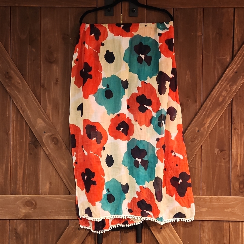 Tommy Hilfiger Abstract printed scarf with tassles